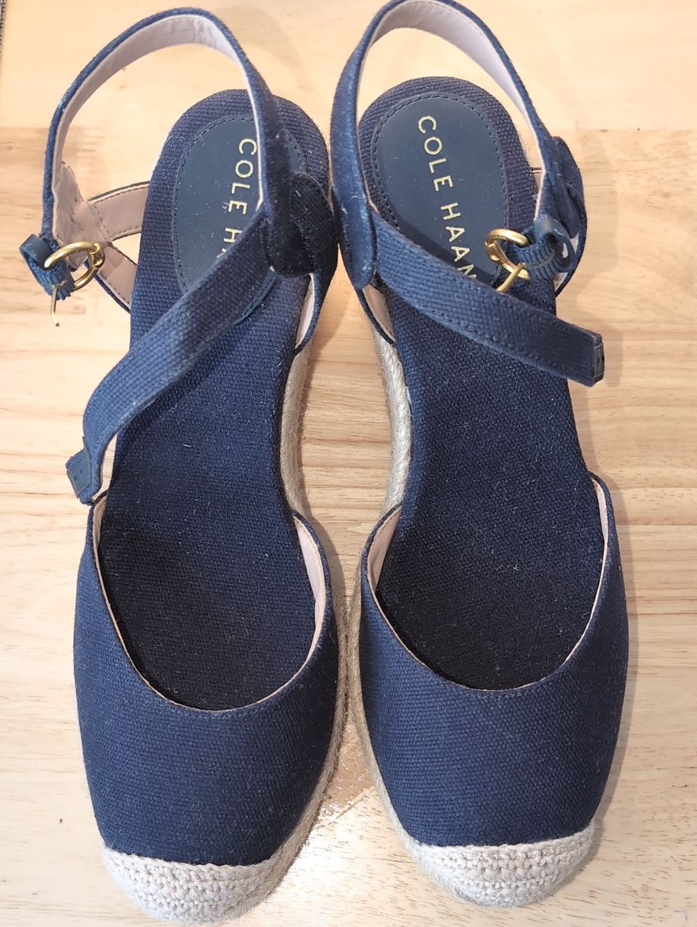Cole Haan Navy Espadrille Wedge Sandals NWOT Size 8.5